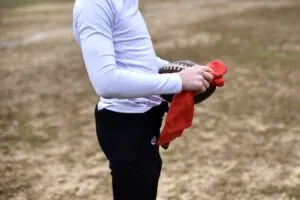 SpeedyPetey cleaning of his football with the microfiber performance sports towel