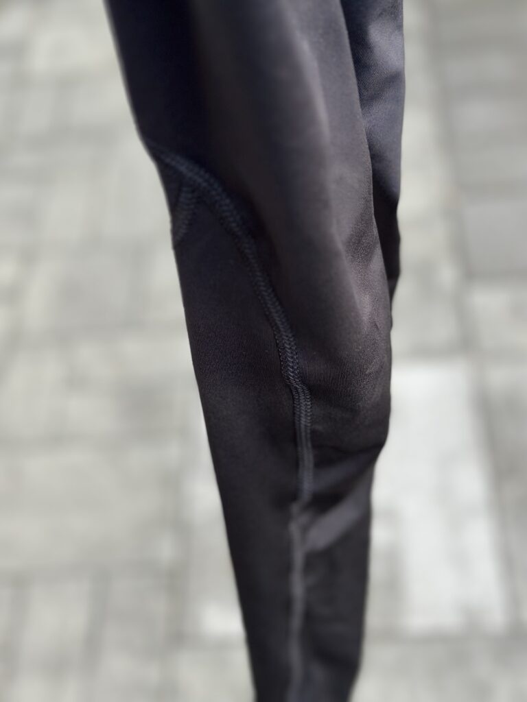 Leg showing contouring and quality of stitching