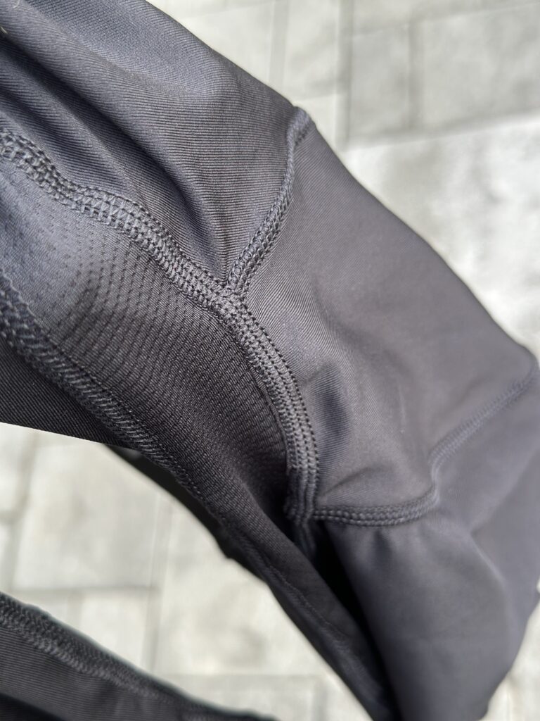 Ventilated mesh insert in crotch (gusset)