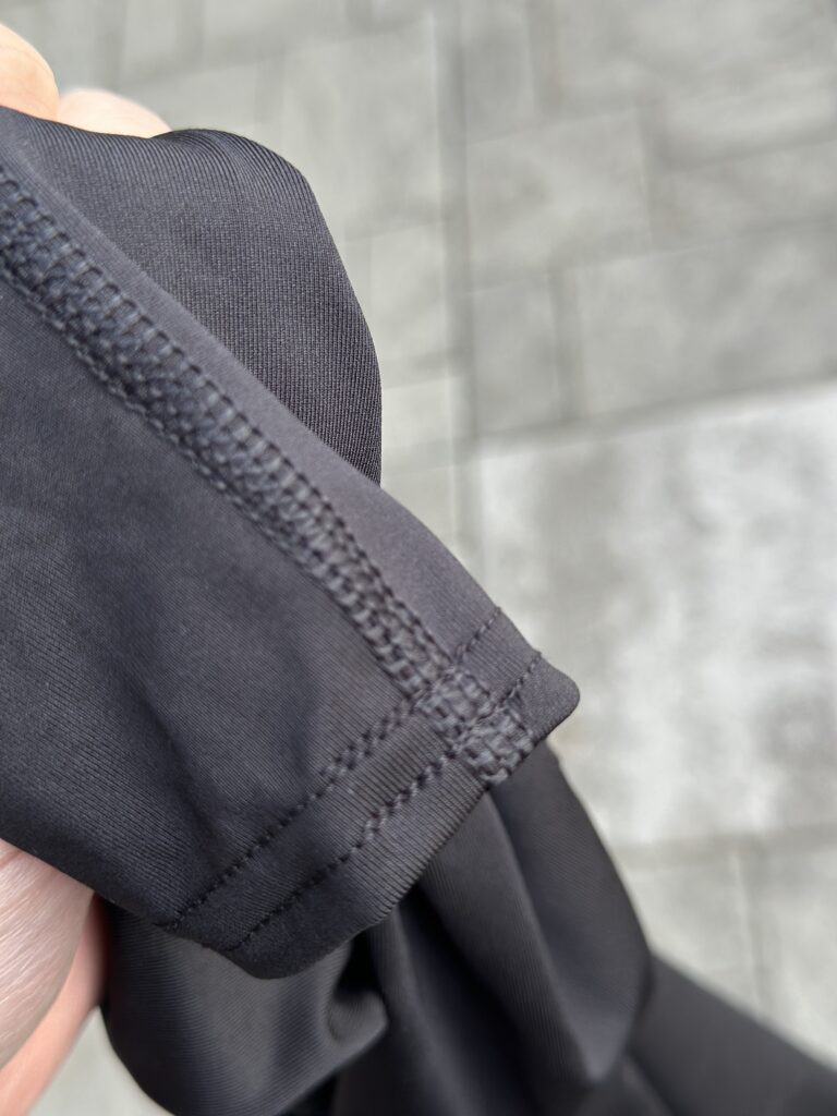 Stitching and cuff at tapered ankle