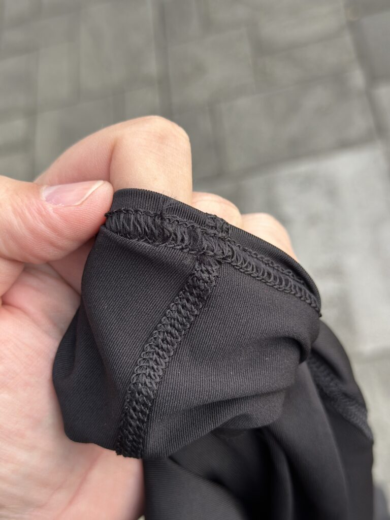 Inside stitching at cuff