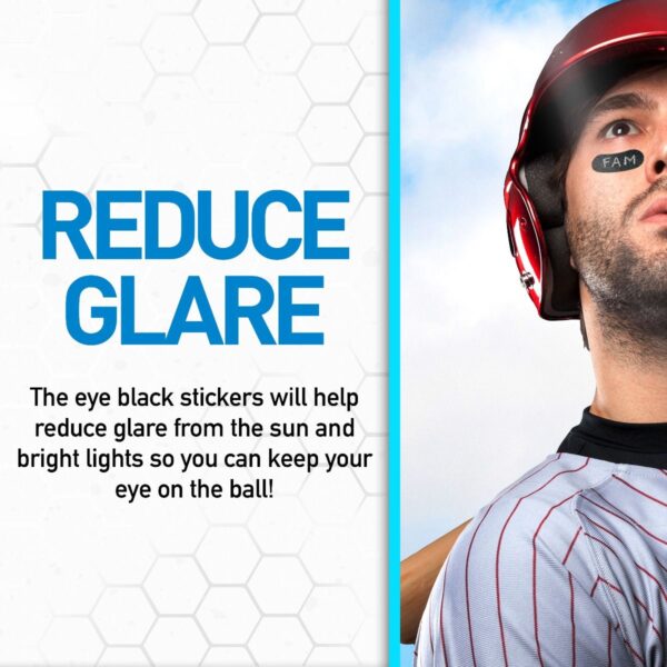 Franklin Eye Black Stickers. Reduce glare. The eye black stickers will help reduce glare from the sun and bright lights so you can keep your eye on the ball!