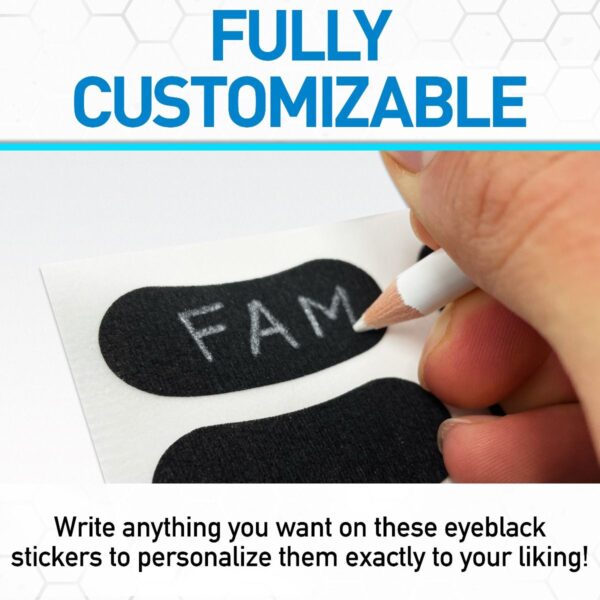 Franklin Eye Black Stickers. Fully customizable. Write anything you want on these eyeblack stickers to personalize them exactly to your liking!