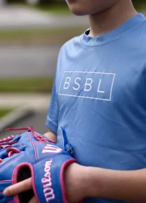 BSBL Only. t-shirt in blue (front)