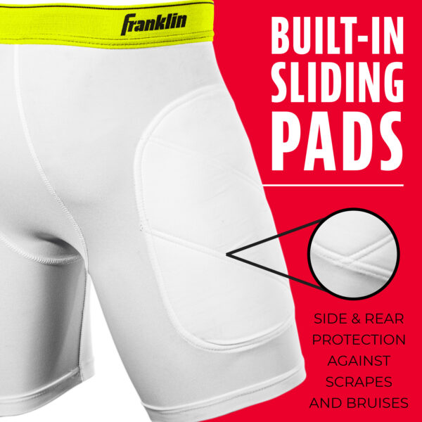 Franklin MLB Youth Sliding Shorts. Built-in sliding pads. Side & rear protection against scrapes and bruises.