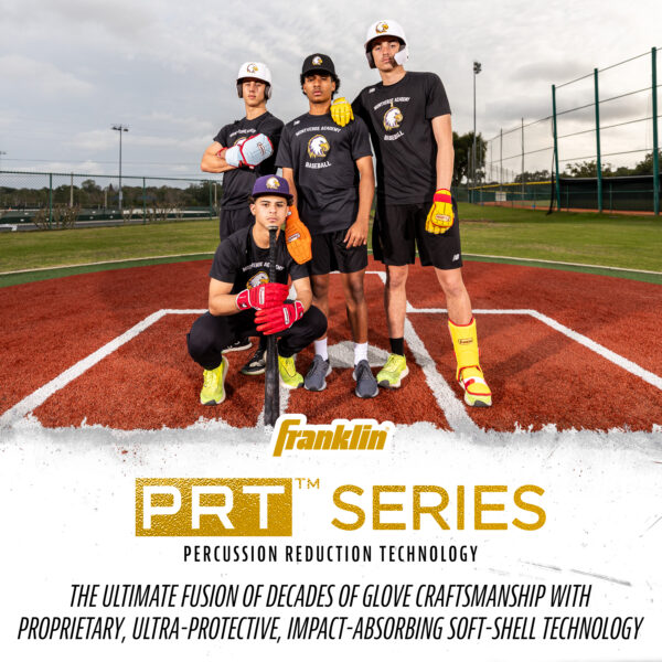 Franklin PRT Series Percussion Reduction Technology. The ultimate fusion of decades of glove craftsmanship with proprietary, ultra-protective, impact-absorbing soft-shell technology