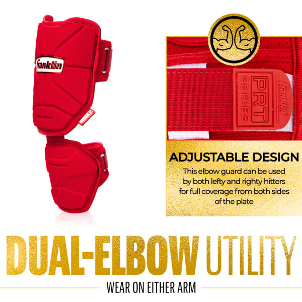 PRT Protective Elbow Guard (Red) has an adjustable design that can be used by both lefty and righty hitters for full coverage from both sides of the plate