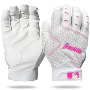Franklin MLB 2nd Skinz Batting Gloves in white with pink