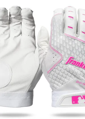 Franklin MLB 2nd Skinz Batting Gloves in white with pink