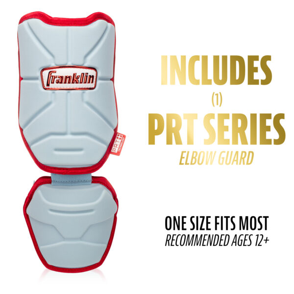 PRT Protective Elbow Guard in Carolina Blue with Red. One size fits most. Recommended ages 12+