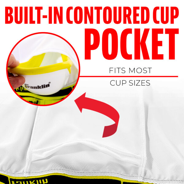 FRANKLIN MLB FLEXPRO CUP AND COMPRESSION SHORTS countoured pocket fits most cup sizes