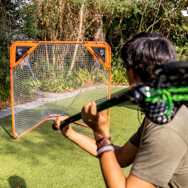 Youth player gets ready to shoot at the Franklin Lacrosse Corner Targets