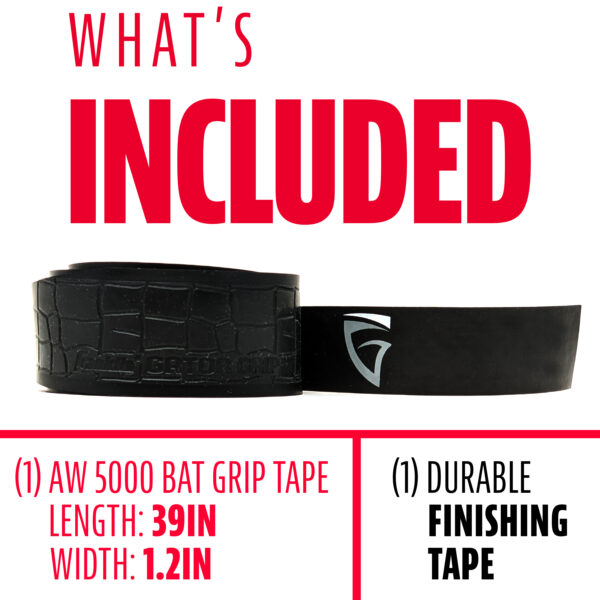 Franklin Gator Grip Bat Tape (Black) AW5000 bat grip tape. Length 39in. Width 1.2in. Durable finishing tape.