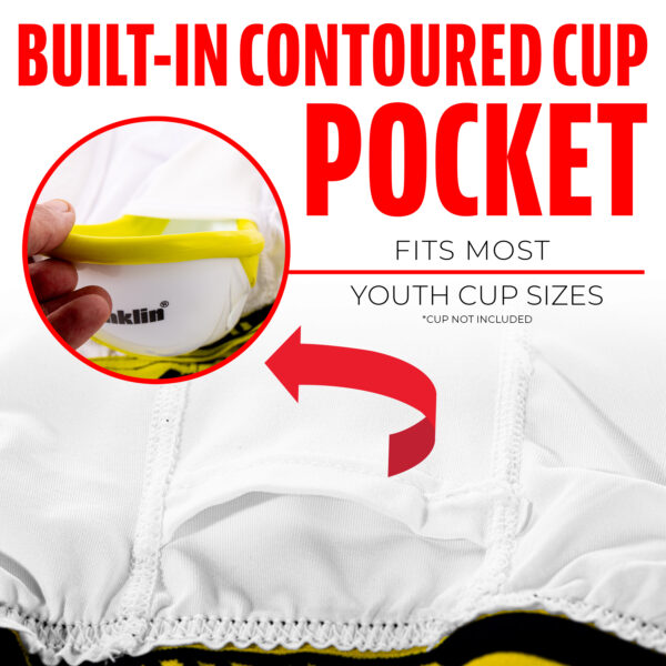 Franklin MLB Youth Sliding Shorts. Built-in contoured pocket fits most youth cup sizes. Cup not included.