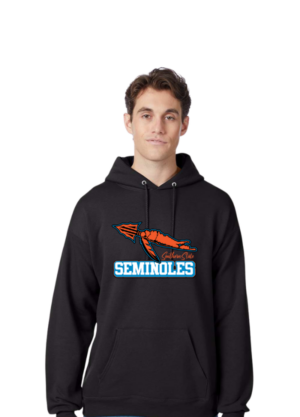 Black hooded sweatshirt with Seminoles logo on front