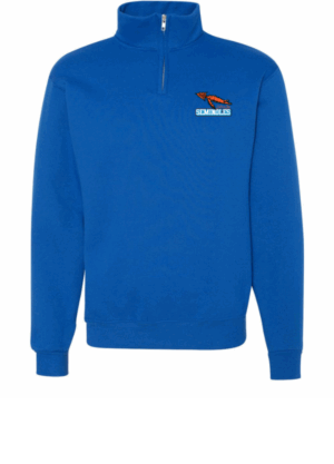 blue quarter-zip sweatshirt (front)